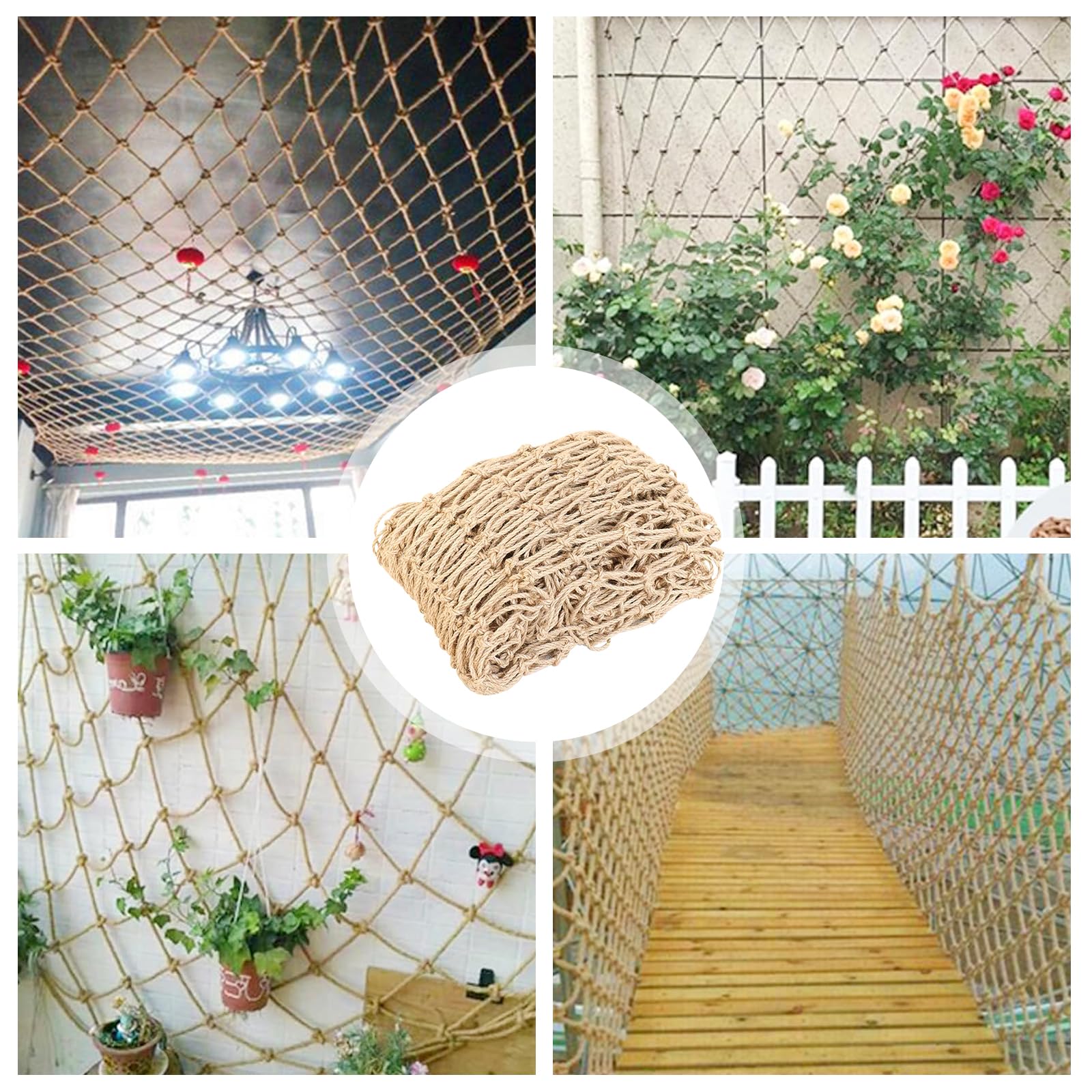 Filet de Support pour Plantes 2m x 5m en Toile de Jute Naturelle Biodégradable pour Pois, Haricots et Tomates