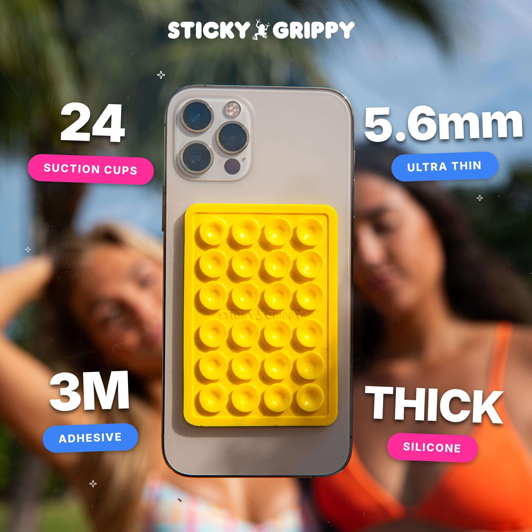 StickyGrippy Sillicon - Supporto a ventosa per telefono cellulare, accessorio adesivo per iPhone e Android, presa forte, per doccia, video Tiktok e selfie (blu perlato)