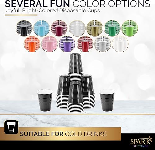 Miniatura 2 de Amcrate Vasos de plástico desechables, vasos de plástico de varios colores, vasos de plástico de 18 onzas, vasos desechables fuertes y resistentes