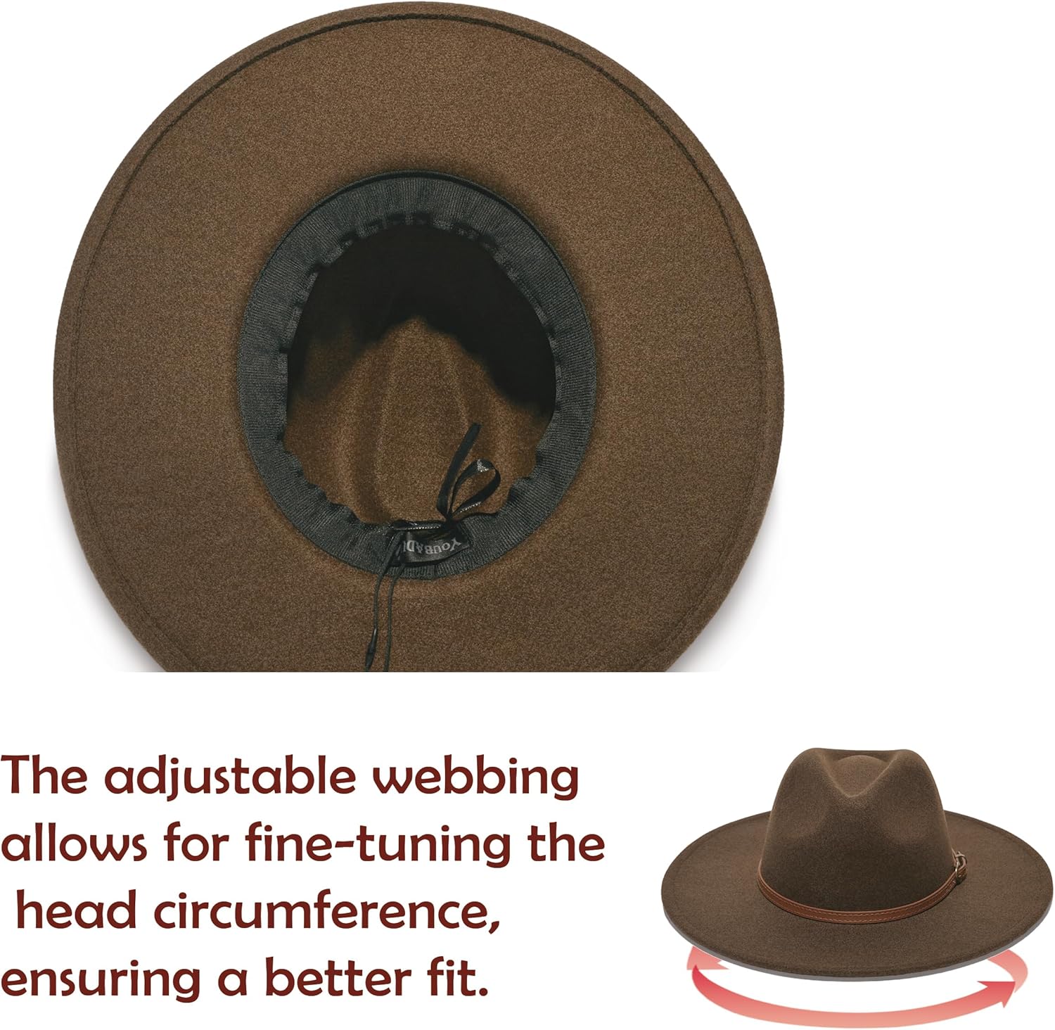 Wide Brim Fedora Hat for Women, Faux Wool Felt, Animal Print Band, Classic Western Style - Image 4