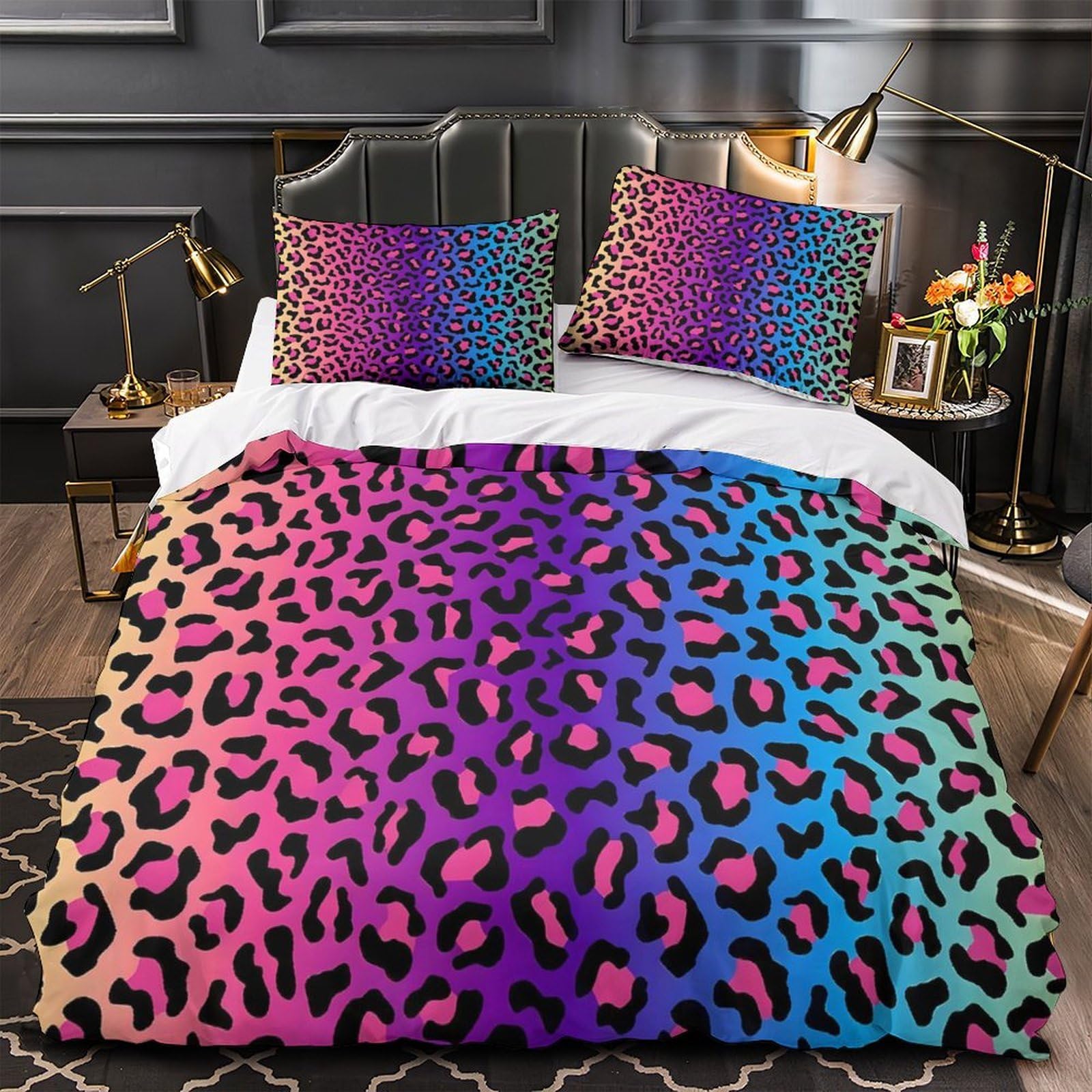 Housse de couette microfibre léopard hypoallergénique de qualité