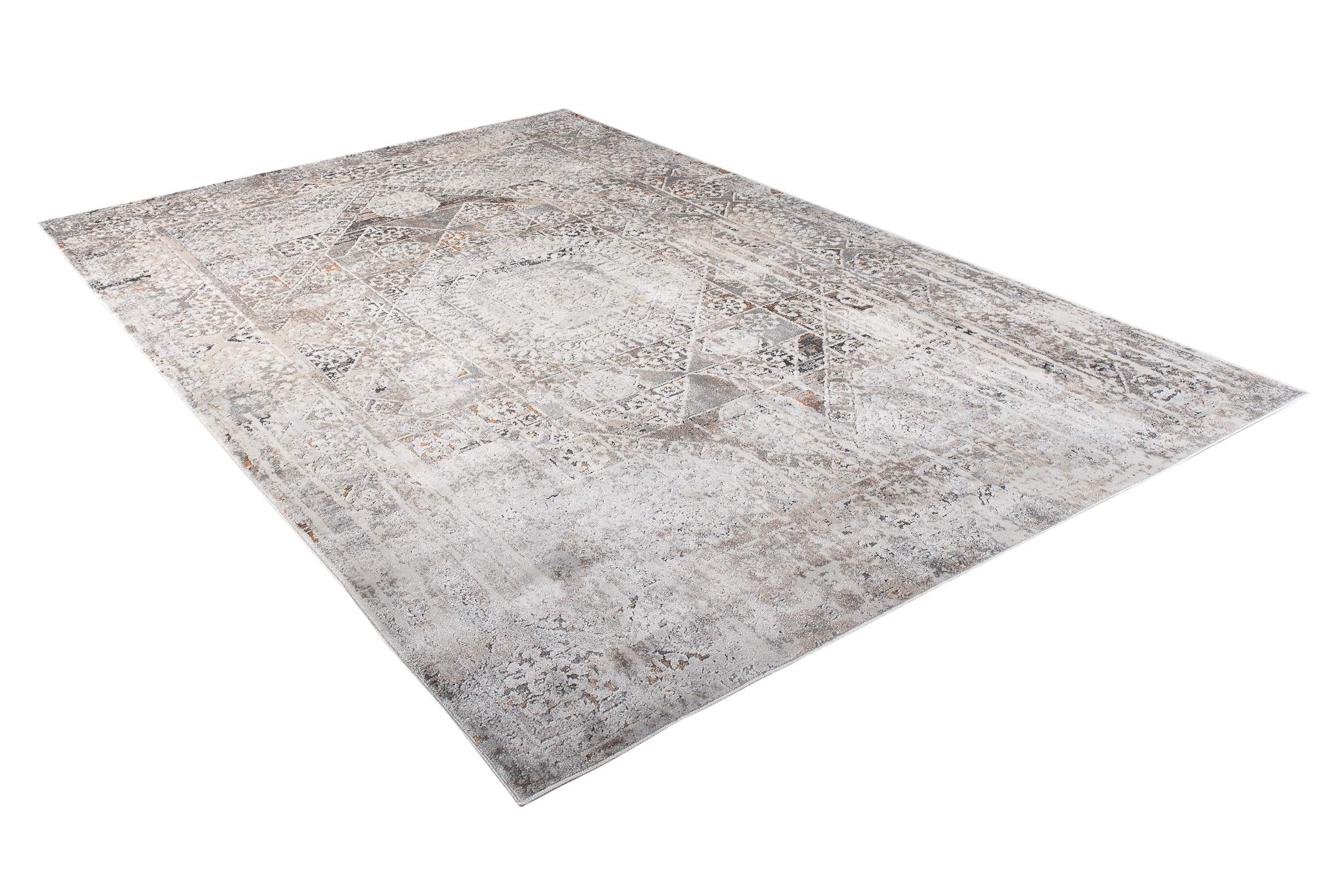Tapiso Feyruz dywan z krótkim włosiem, jasnoszary, nowoczesny ornament, kwiatowy design, vintage, do salonu, sypialni, Ökotex 80 x 150 cm