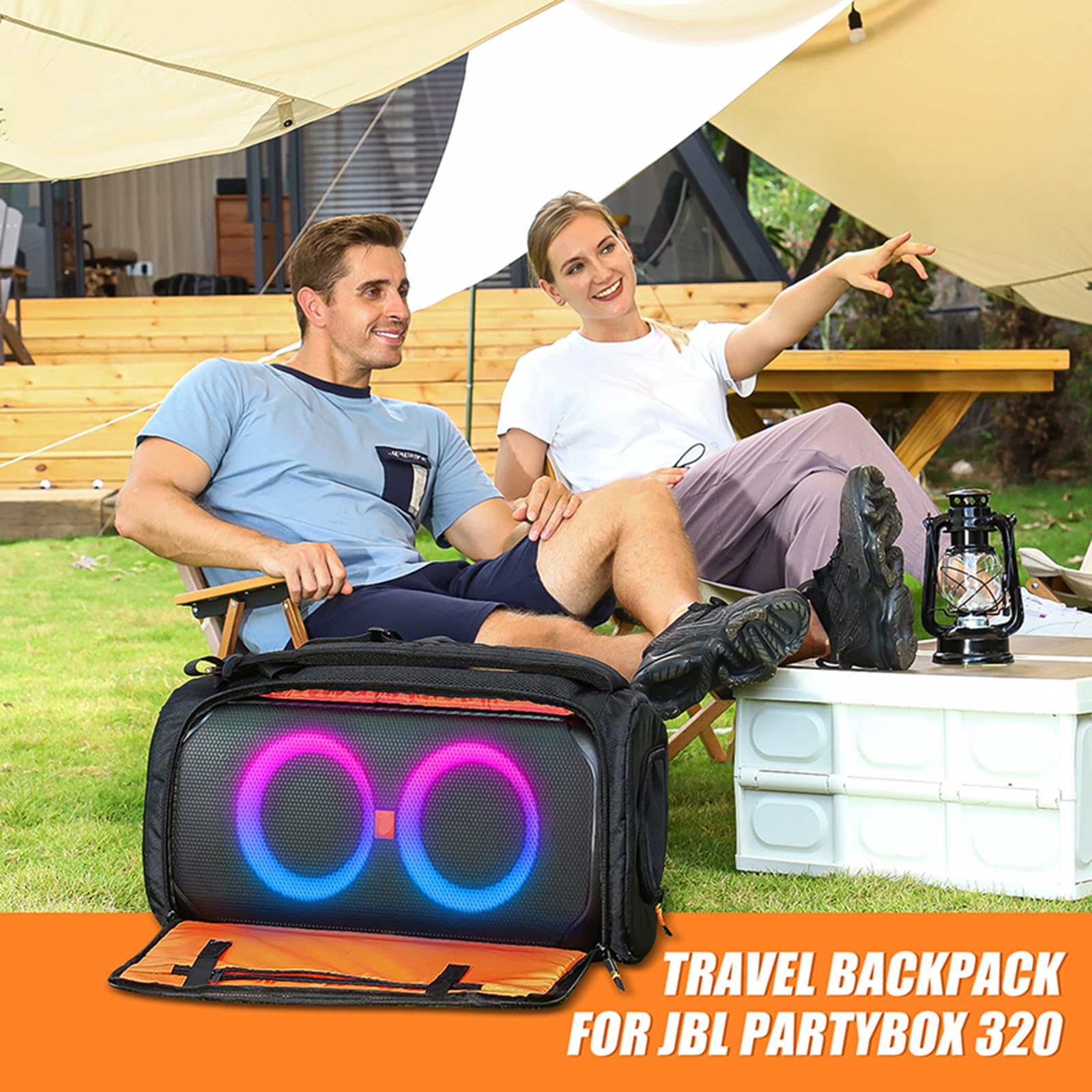 Sac à dos de transport portable pour haut-parleur JBL PartyBox Stage 320, sac de rangement pour haut-parleur d'extérieur (noir)