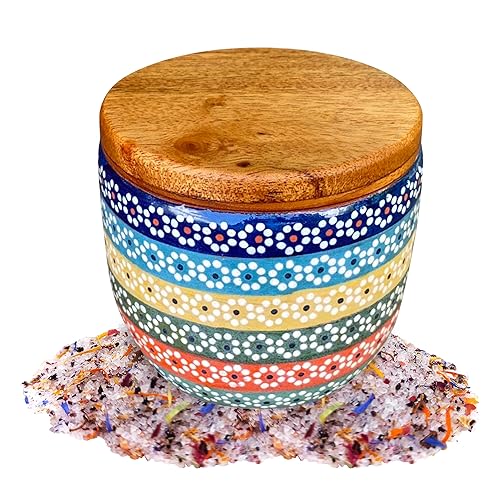 Miniatura 16 de SAL MARINA - Recipiente de cerámica de 12 onzas, para sal o especias, decoración de cocina, tarros de cerámica hechos a mano con tapas de sellado,