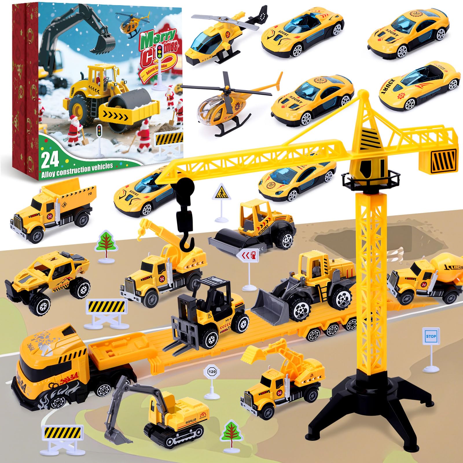 Calendrier De L'avent Enfant Calendrier De L'avent Voiture Jouet 24 Pièces Véhicules De Jeu Pour Garçons, 24 Jours Calendrier De Compte à Rebours De Noël Pour 3-12 Enfants Garçons Filles