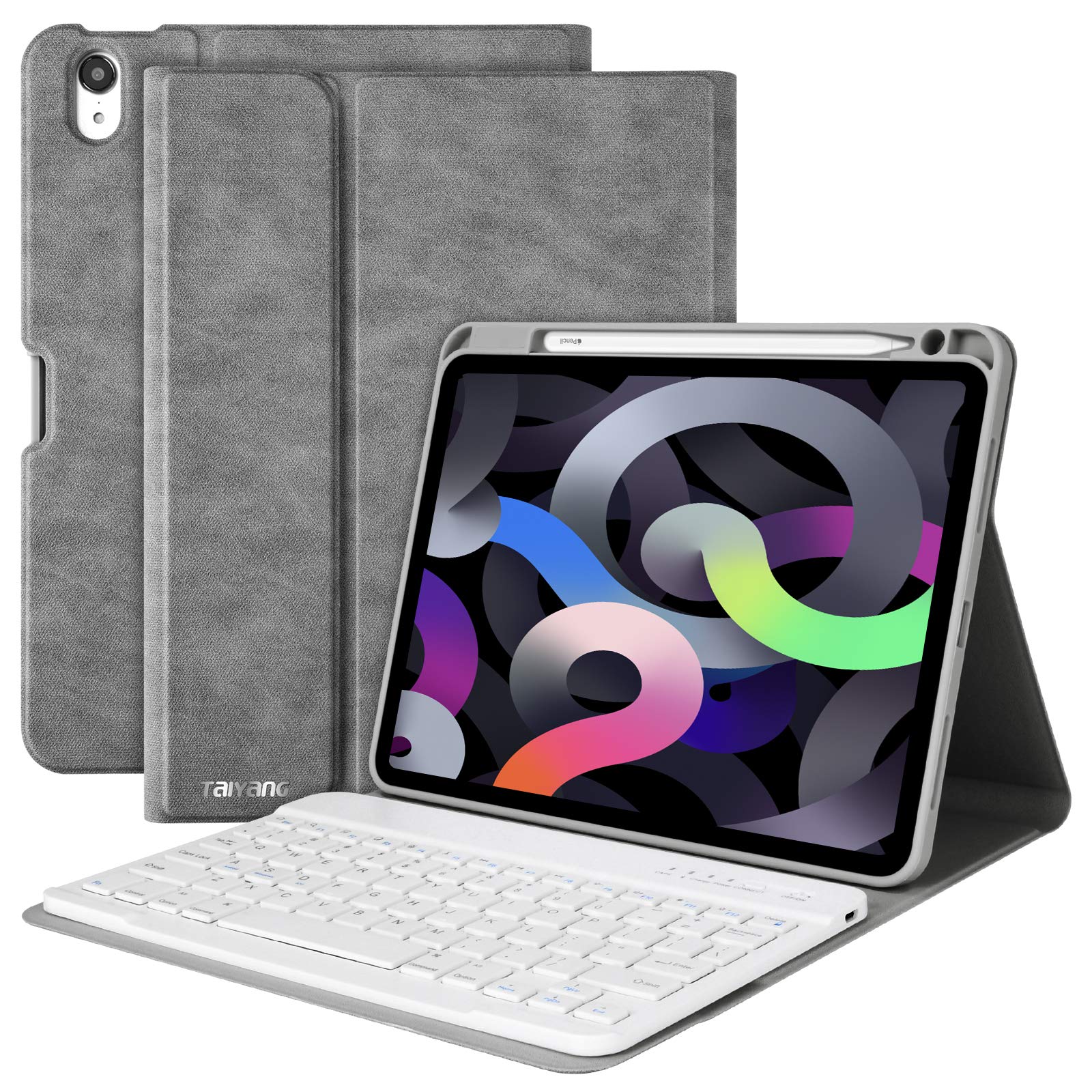 iPad Air 5th 4th Generation Case with Keyboard - Detachable Bluetooth Keyboard Case - Pencil Holder - Flip Stand Cover for iPad iPad Air 5 10.9 Inch 2022/iPad Air 4 Gen 2020, iPad Pro 11 1st Gen 2018-image-48