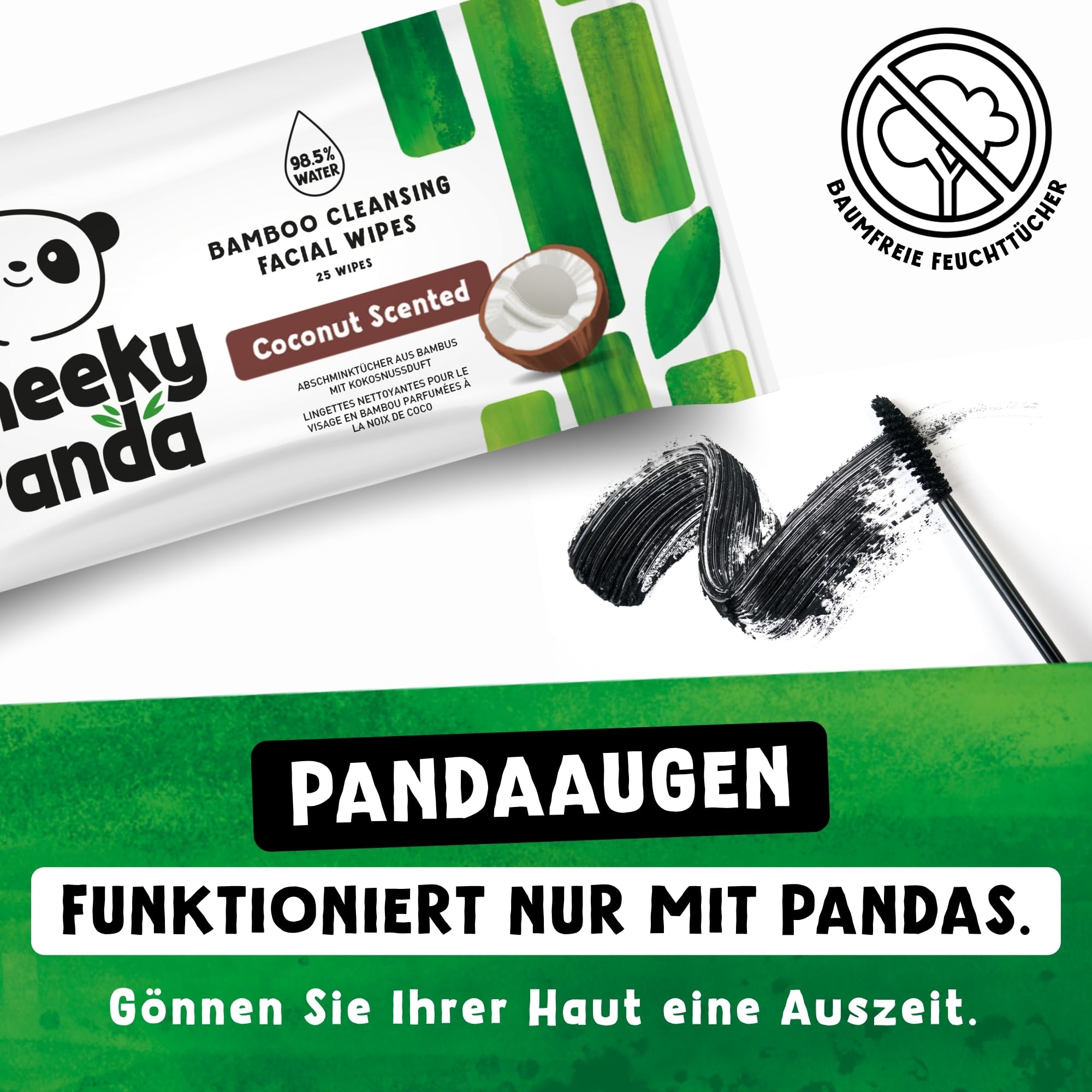 The Cheeky Panda Bambus-Gesichtsreinigungstücher, Kokosnussduft, 24 Stück