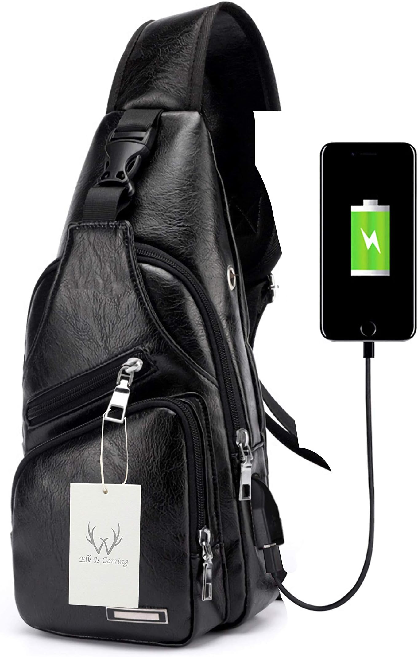 Sling Bag Chest Bag with USB Charging Port Crossbody for Men Women Lightweight Hiking Travel Backpack