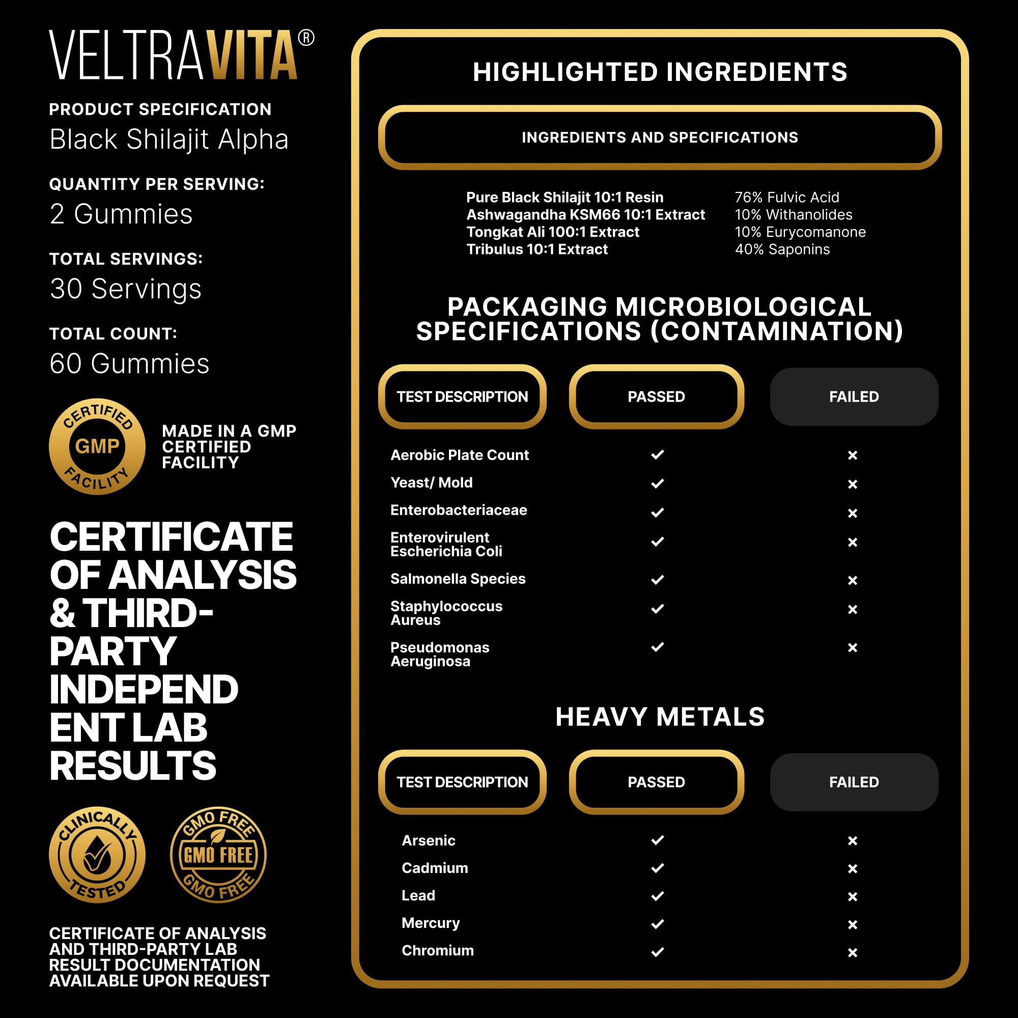 VeltraVita® Alpha Shilajit Gummies for Men | Pure Himalayan Shilajit with Tongkat Ali, Tribulus & Ashwagandha | Advanced VeltrAbsorb™ | 76%+ Fulvic Acid & 92+ Trace Minerals | Vegan, Sugar-Free — Amazon image 7
