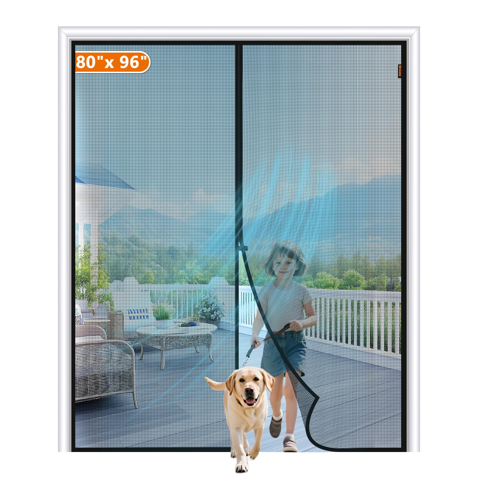MAGZO Screen Door Magnet, 38 x 82, Durable Fiberglass Mesh with Full Frame Hook&Loop for Entry Doors, Max-Black — Amazon image 8