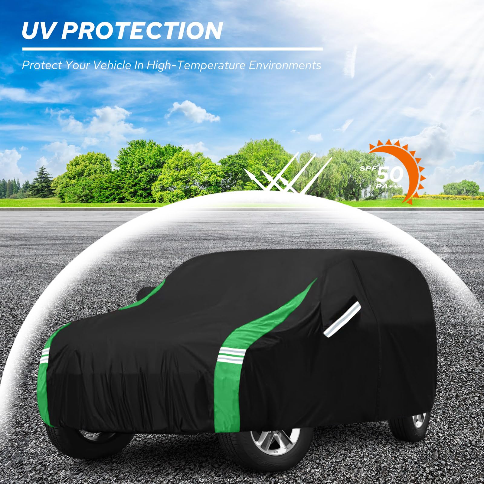YoYolaur Car Cover Compatible with Jeep Wrangler Waterproof 4 Door Custom Fits for TJ YJ CJ JK JL — view 4