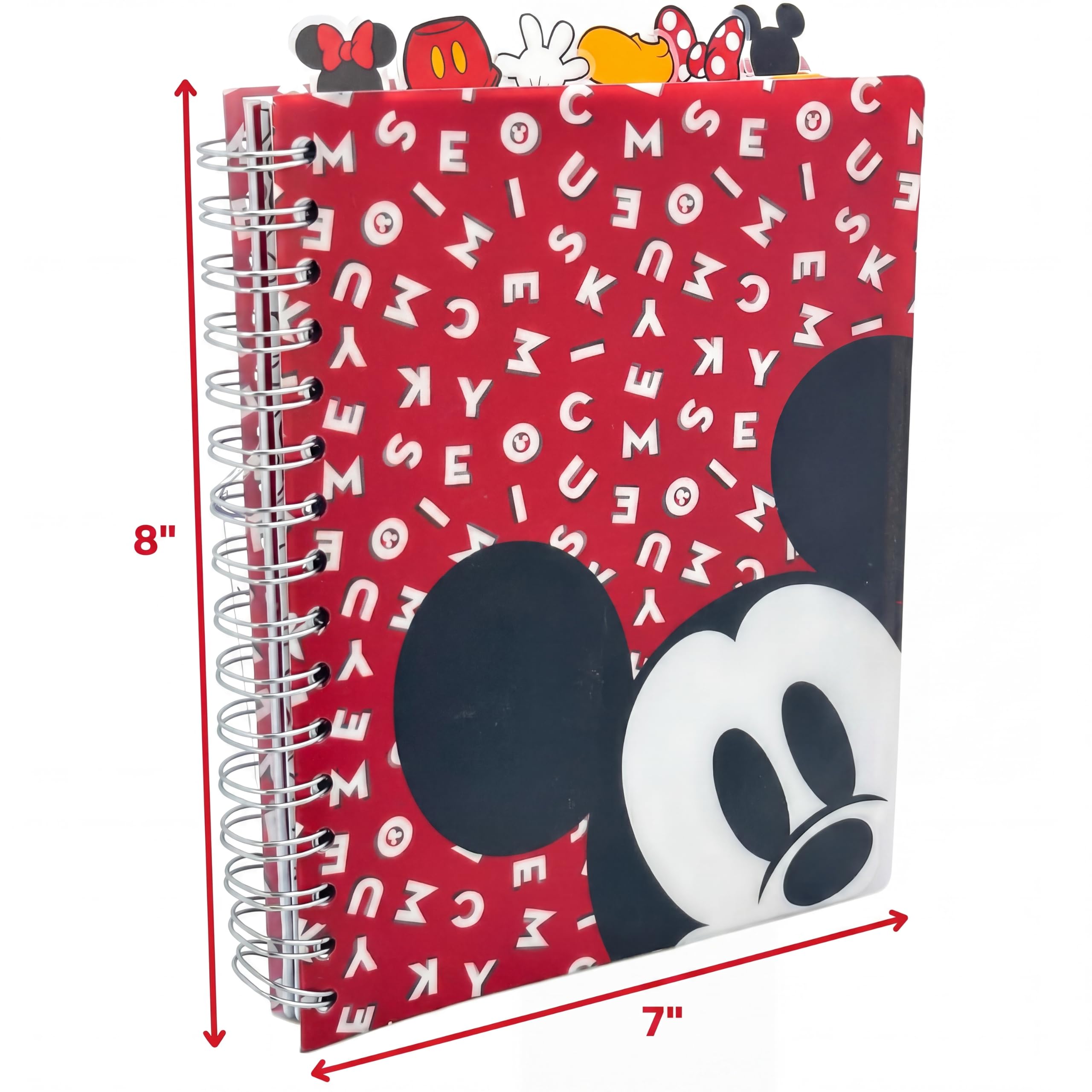 Innovative Designs Disney dziennik Myszki Minnie i Myszki Miki, spirala oprawiona, 144 strony w linie, 20 x 18 cm, czerwony