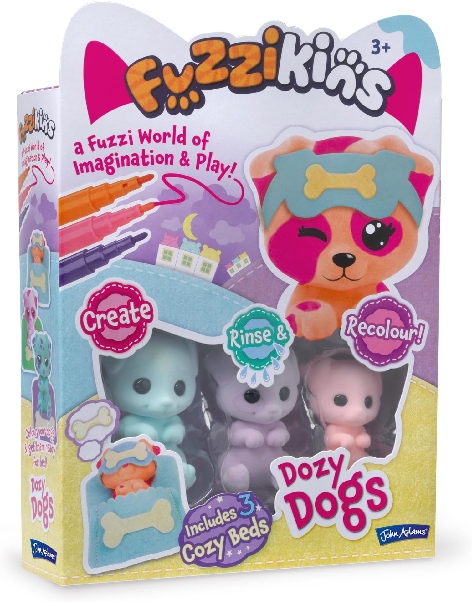 Fuzzikins Dozy Dogs, colour and play washable pets, FF002