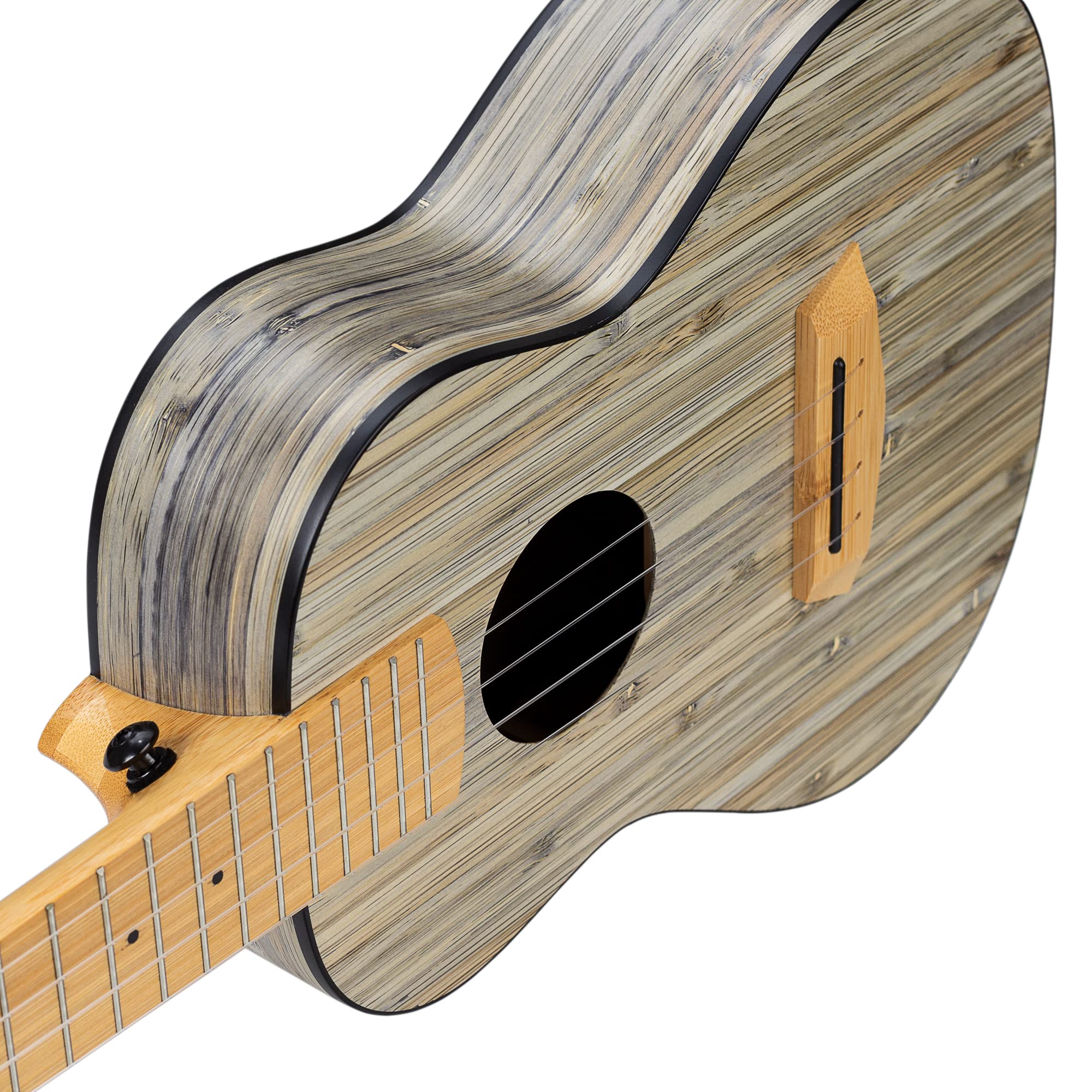 Cascha E-Bamboo Graphit Sopran Ukulele Erwachsene & Kinder - inkl. 3 Plektren & Tasche - Bambus-Ukulele als Bühnenbegleiter - hochwertige Carbon-Saiten - integriertes Stimmgerät & 3-Band-Equalizer