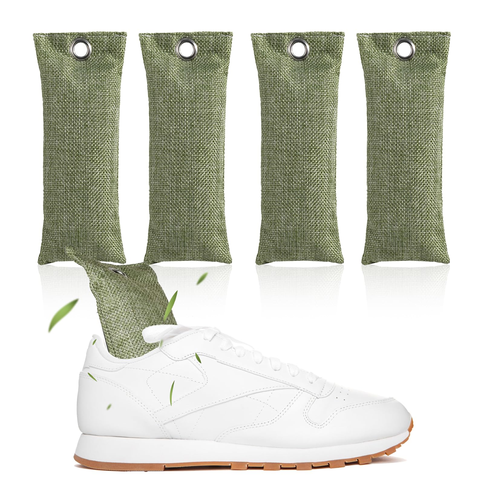 4 unidades de carbón activado granulado para zapatos, eliminador de olores, bolsa de limpieza de aire de carbón de bambú, bolsa de carbón activado, protección contra moho, adecuado para