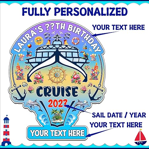 Miniatura 4 de Decoración magnética para puerta de crucero de feliz cumpleaños, imán personalizado para crucero, regalo de 30, 50, 60 cumpleaños, puerta de cabaña,