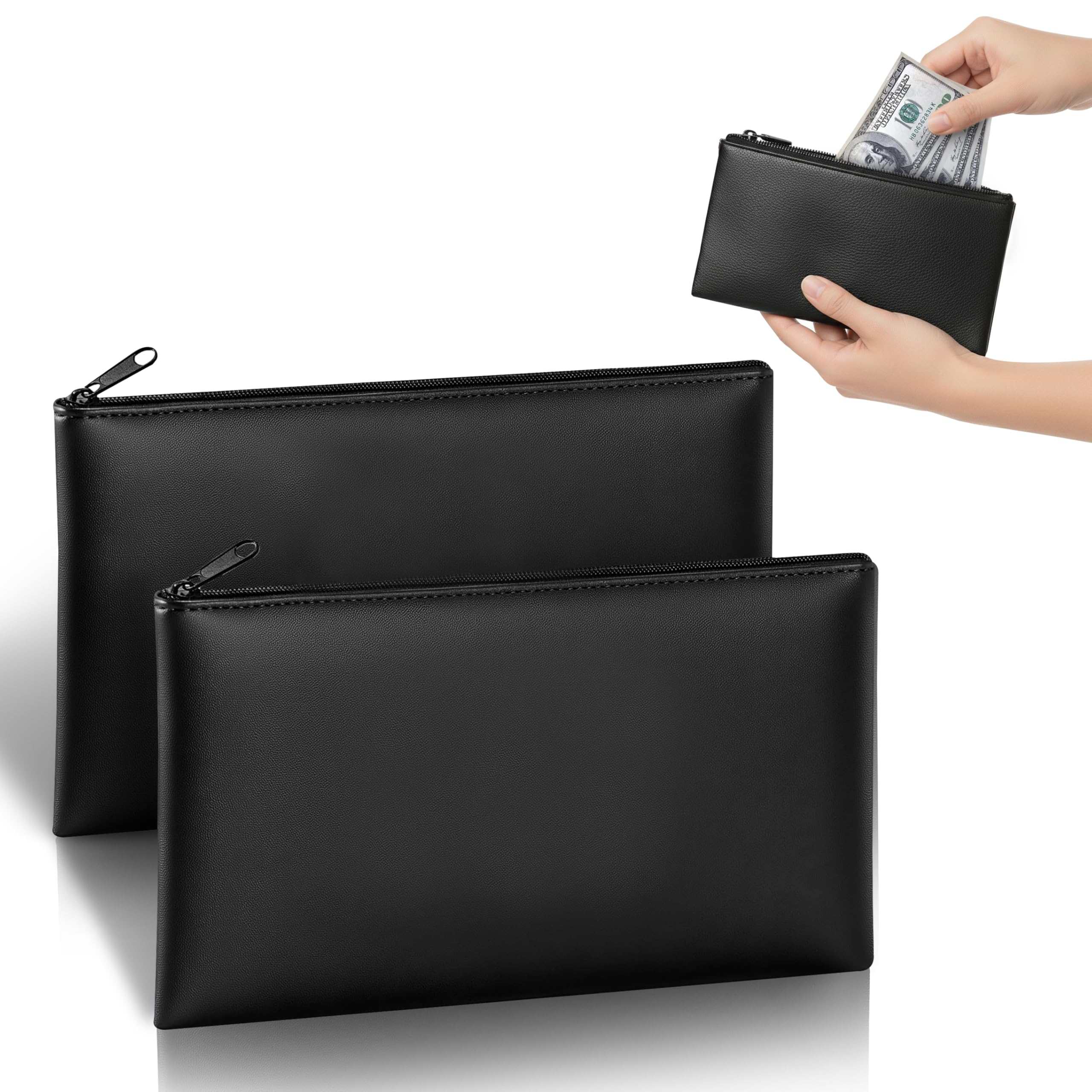 2-Pack Premium Money Bags with Ultra-Durable Zipper – 11x6.1 Inch Money Pouch, Cash Bag, Bank Bag for Cash, Check Wallet, Coin Bag, Cosmetics Organizer – Durable Money Holder with Strong Zip