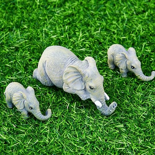 Miniatura 6 de Juego de 3 piezas de estante de elefante coleccionable elefantes colgantes en el borde decoración de repisa figuras de resina pintadas a mano para
