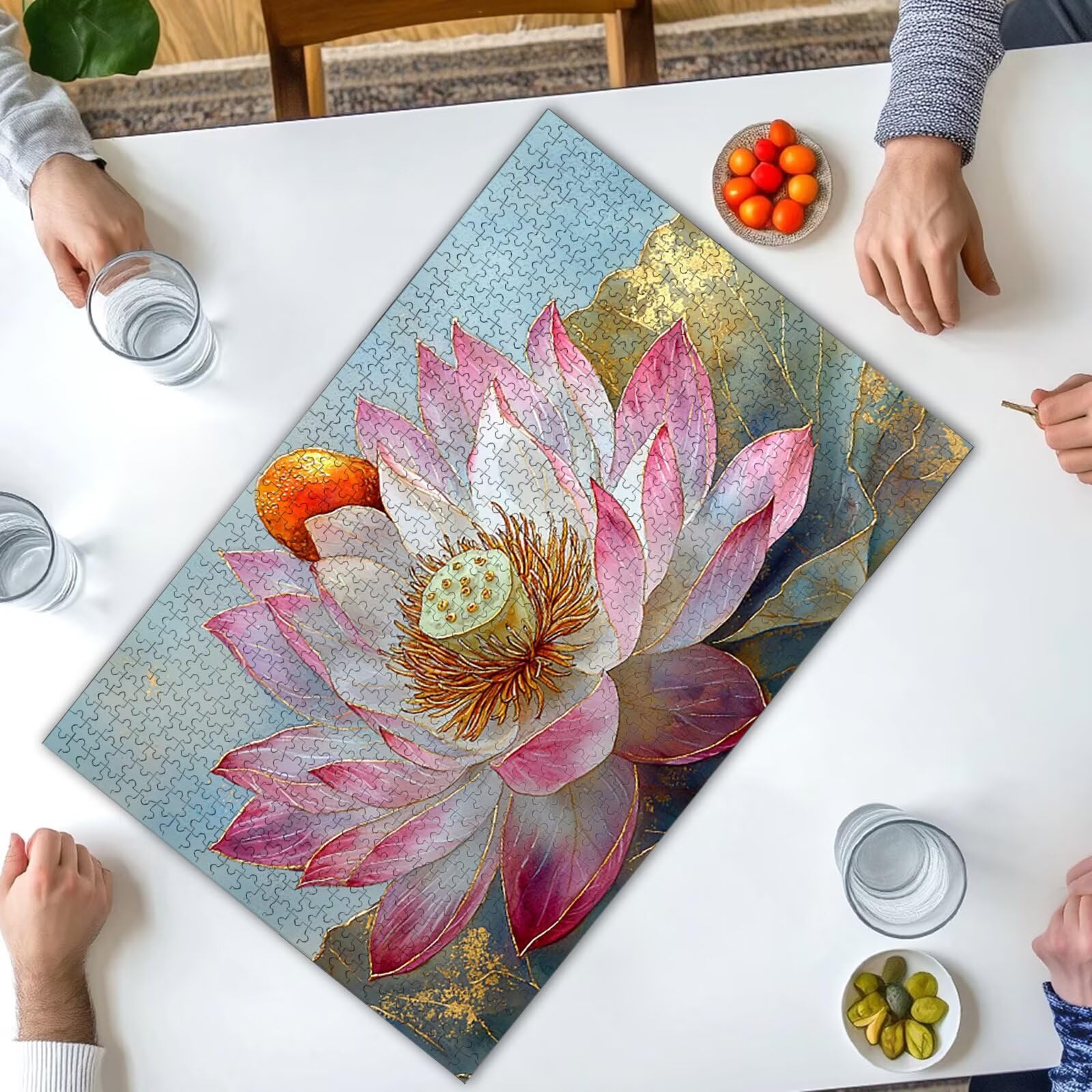 Puzzle 5000 elementów kwiatów, drewniane puzzle lotos dla dorosłych, puzzle z wykwintnym opakowaniem, rodzinne gry edukacyjne, puzzle do dekoracji wnętrz, pomysł na prezent dla kobiet, prezent dla