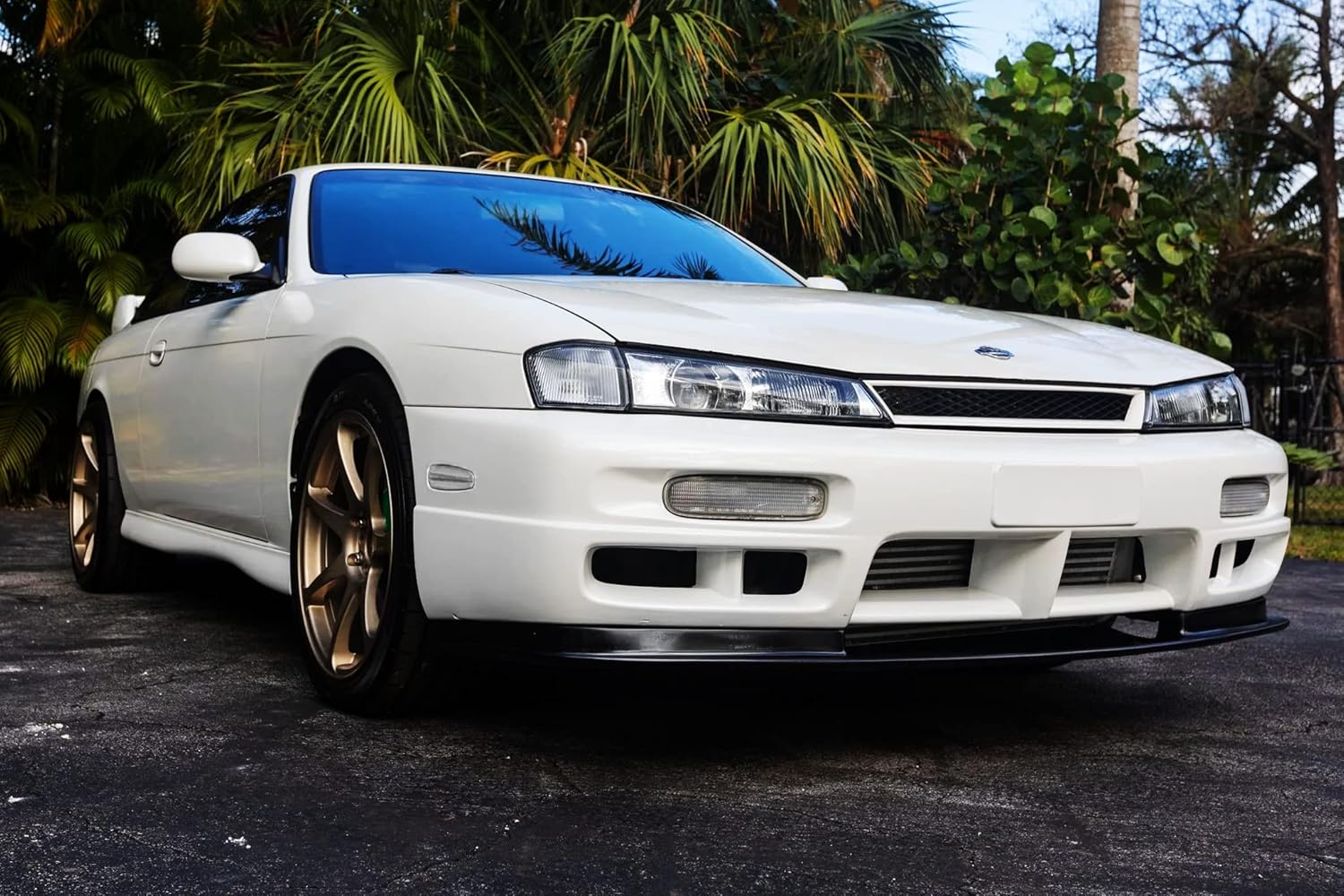 iJDMTOY JDM Style Semi-Clear Lens Front Bumper Amber Full LED Strip Side Marker Light Kit, Compatible With 1995-1998 Nissan 240SX Silvia S14