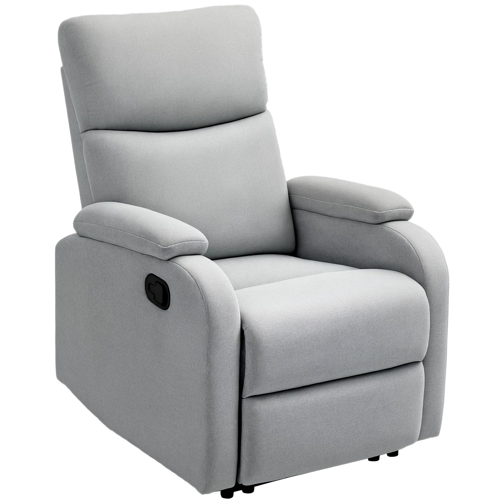 HOMCOM Poltrona Relax Reclinabile Manuale 60° con Poggiapiedi Grigio | Poltroncina Reclinabile , Schienale Imbottitura Spessa, in Tessuto, Camera da Letto, Salotto, Soggiorno