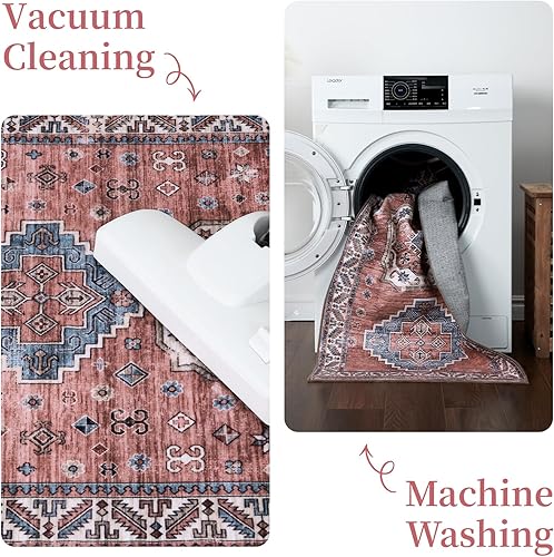 Miniatura 5 de IMINROME Tapete de pasillo largo de 2 x 6 pulgadas, lavable a máquina, tapete de pasillo de cocina, tapete vintage para dormitorio, sala de estar,