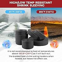 Vista 7 de Braided Sleeving 2:1 Shrinkable Fabric Heat Shrink Tubing- Abrasion Protection Flexibility Wiring Harness Cable Sheath (1/2" ID, 30ft)