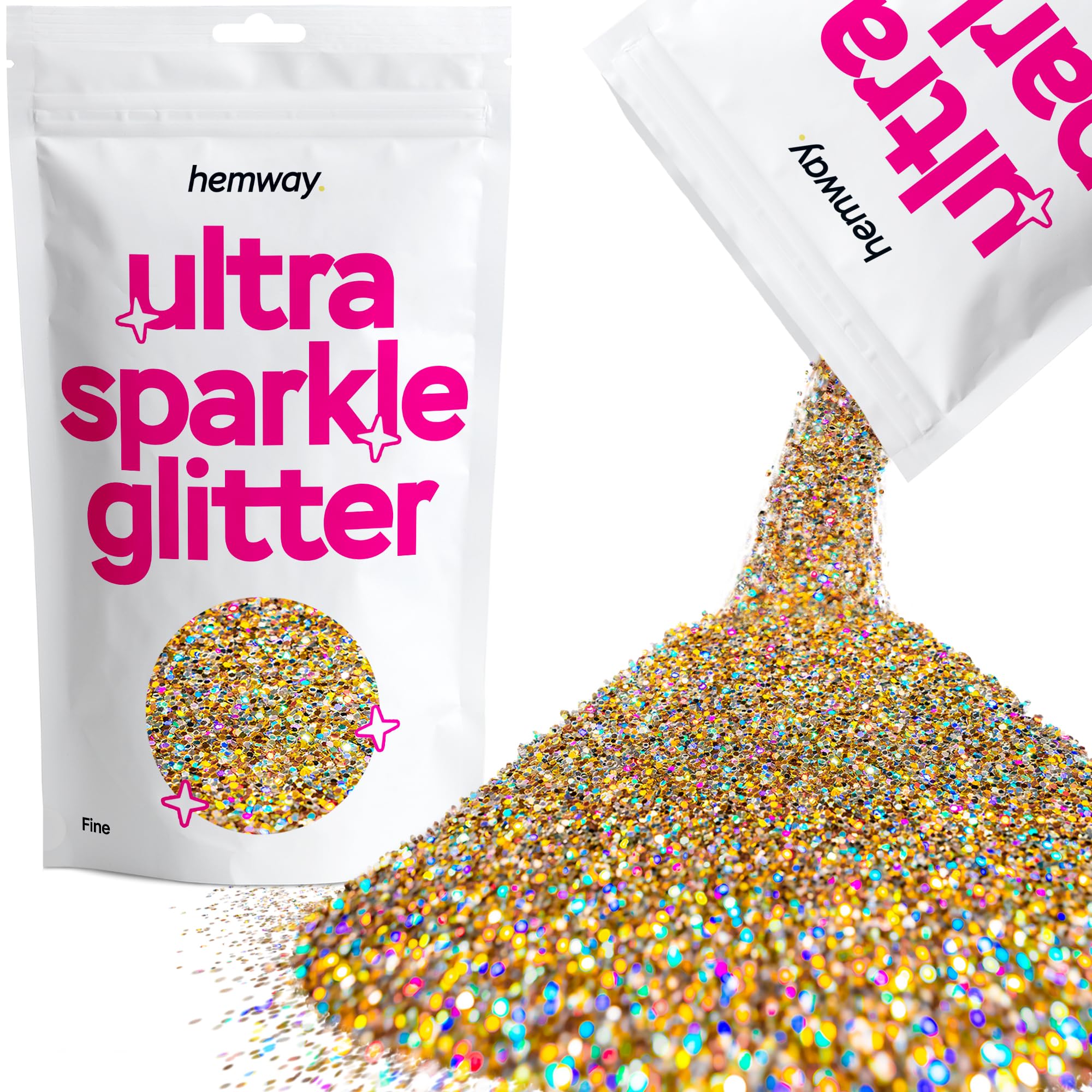 Hemway Ultra Sparkle Glitter Baby Pink Iridescent 100g Fine | Glitter for Arts & Craft, Makeup, Nail Art, Crafting, Card Making, Sparkle Decoration — view 162