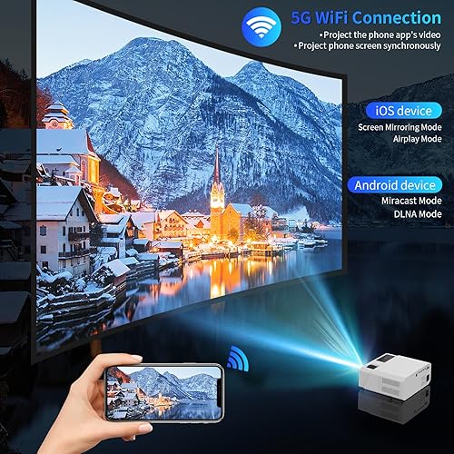 Miniatura 2 de Proyector para exteriores 4K con WiFi y Bluetooth, proyector de video XNoogo 1000 ANSI, pantalla de 450 pulgadas, proyector de película 4k