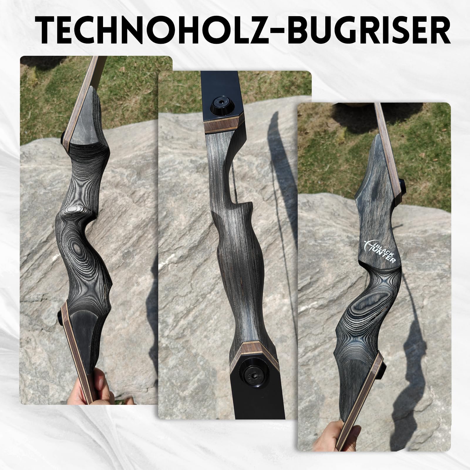 Obert Black Hunter 60 Zoll Profi Bogenschießen Takedown Recurvebogen Set 20-60lbs Rechtshand Holzbogengriff Jagdbogen für Erwachsene Sportbogen