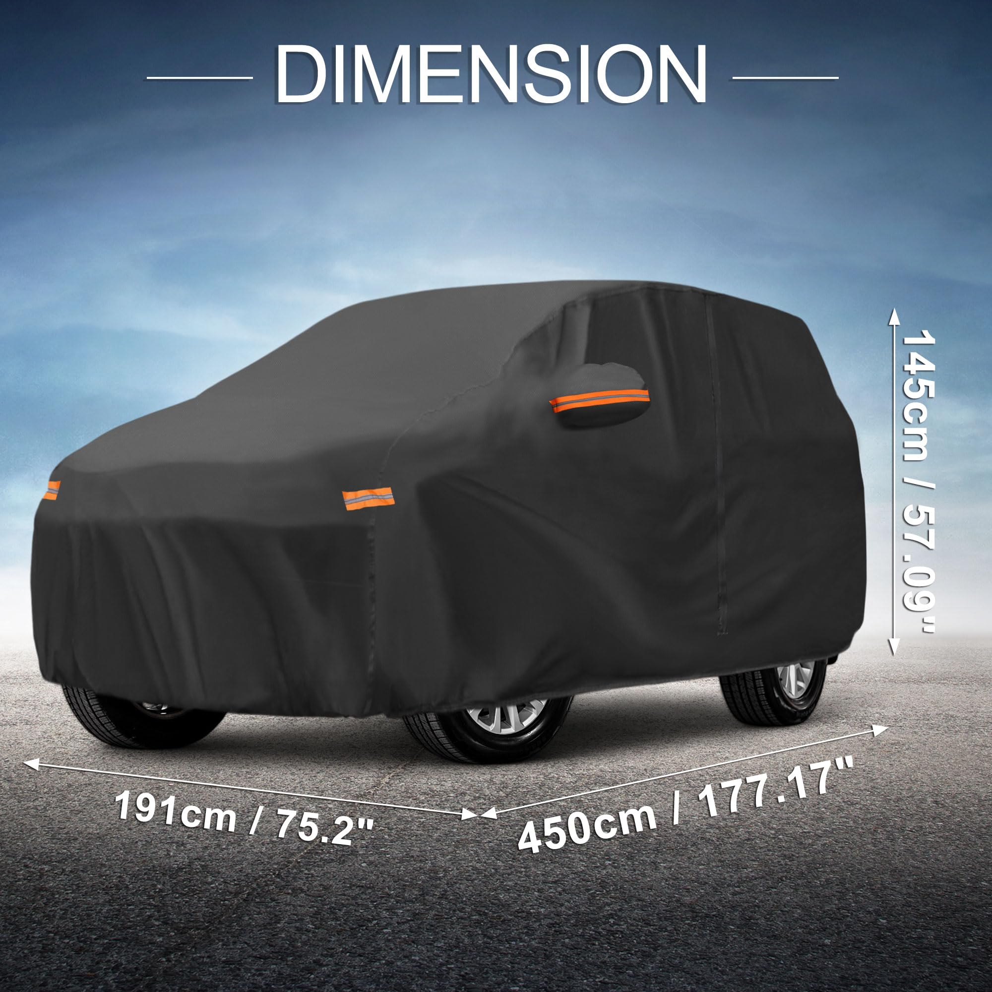 X AUTOHAUX Car Cover Outdoor Waterproof Sun Rain Snow Hail Protection with Left Side Door Zipper Aluminum Film — view 8