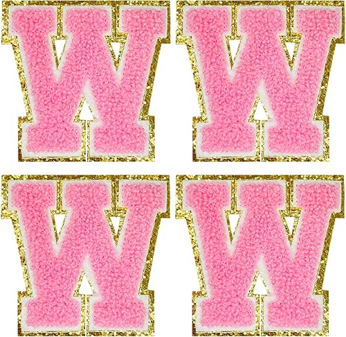 Miniatura 229 de Jongdari Letras termo-adhesivas de felpilla para ropa, parches de letras del alfabeto con brillantina para coser, con adhesivo planchado, 4