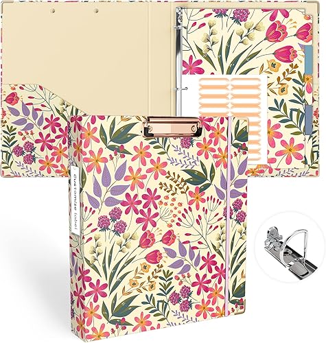 Miniatura 290 de Ospelelf Mini 3 Ring Binder, 2 Inch, Cute Pink Marble Binder for 5.5" x 8.5" with 5 Tab Dividers, File Folder Labels and Low Profile Clipboards