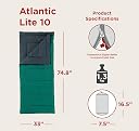 Coleman Polyester Atlantic Sleeping Bag For Adults | -10° C To 8 ° C | Lightweight rectangular sleep bag For Traveling and Outdoors gallery image