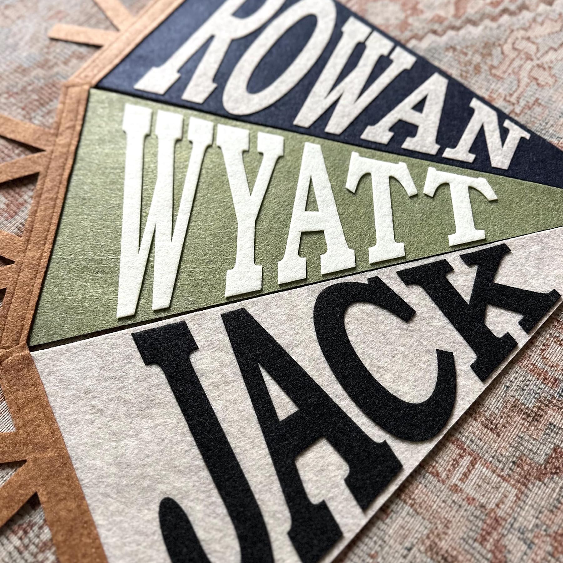 Personalised Felt Name Pennant Banner, Custom Baby Name Wall Hanging, Nursery Decor Flag with Printed Block Font, Kids Room Decoration, New Baby Gift