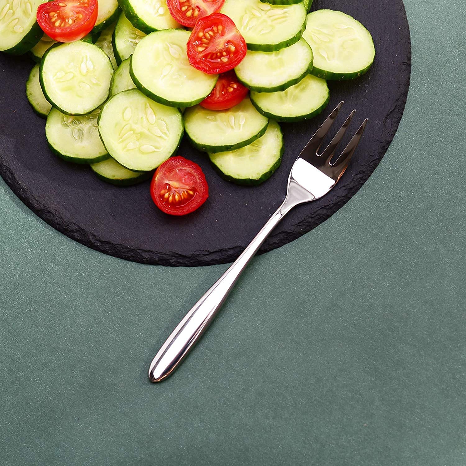 Set 24 Forchette Da Dessert In Acciaio Inox - 12 Cm, Per Torte, Frutta, Lavabili In Lavastoviglie, Oro E Argento