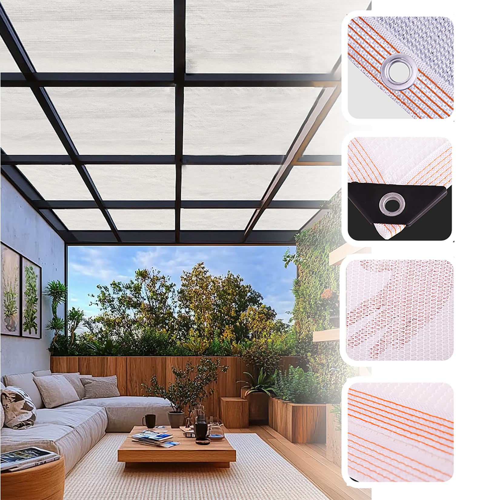 Malla de Sombra Valla de Privacidad,Red de Sombra con Ojales para Invernadero Toldo para jardín,50% protección UV, para Patio terraza, Plantas, gallinero (5x6m)
