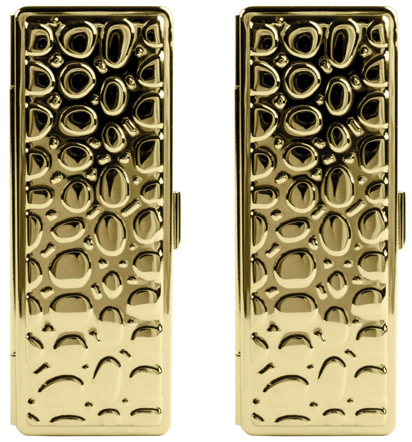 Stephanie Imports Set of 2 Rectangular Vintage Lipstick Cases With Glass Mirror (Gold Drops)