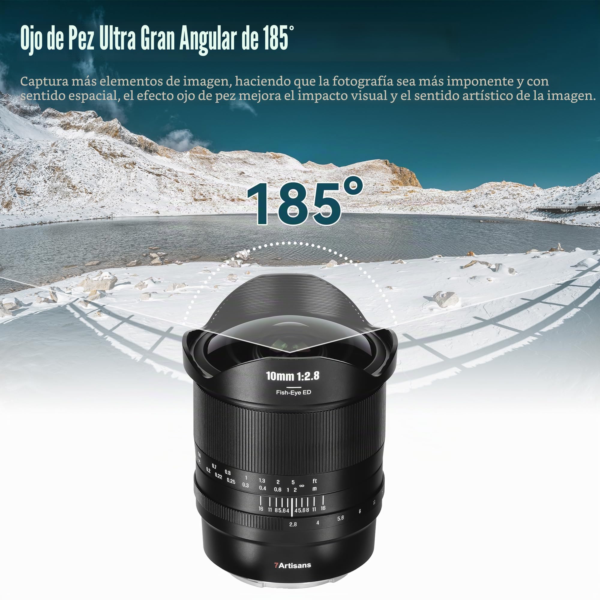 7artisans Lente ojo de pez ultra ancha MF de 10 mm F2.8 II, 185° para Canon RF Mount Mirrorless (EOS R/R3/RP/R5/R6)