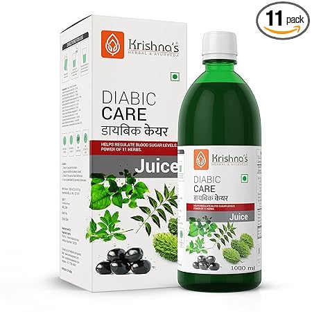 Krishna's Diabic Care Juice - 1000 ml | Blend of 11 herbs Methi, Amla, Karela, Jamun, Kutki, Guduchi & 5 other herbs to manage sugar levels | Health Drink | Made in India