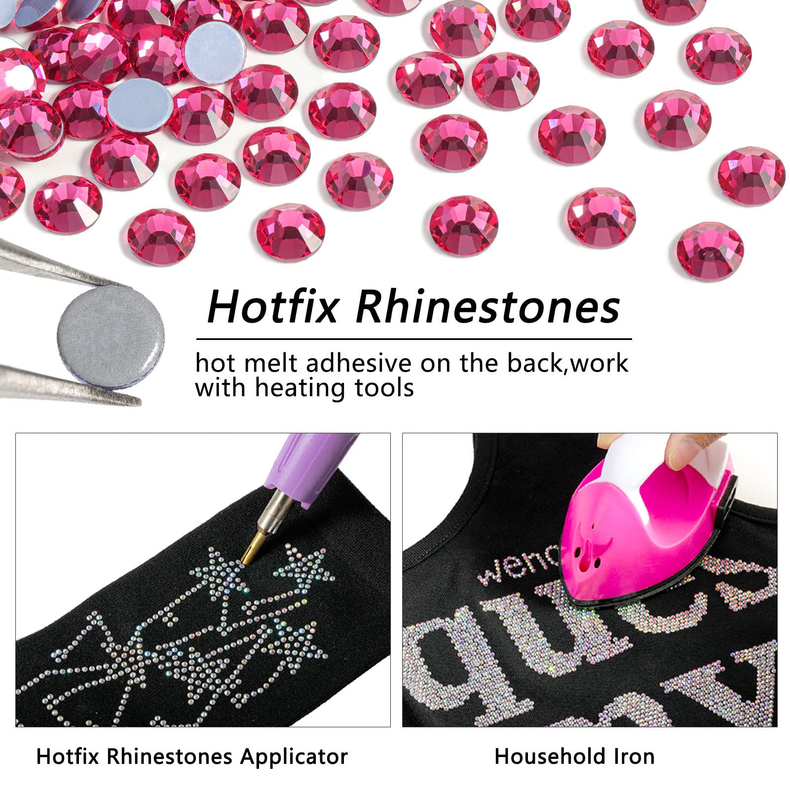 1,440 Pcs Hotfix Rhinestones, SS16 (3.8-4.0mm) – Light Rose Flatback Crystals For Crafts