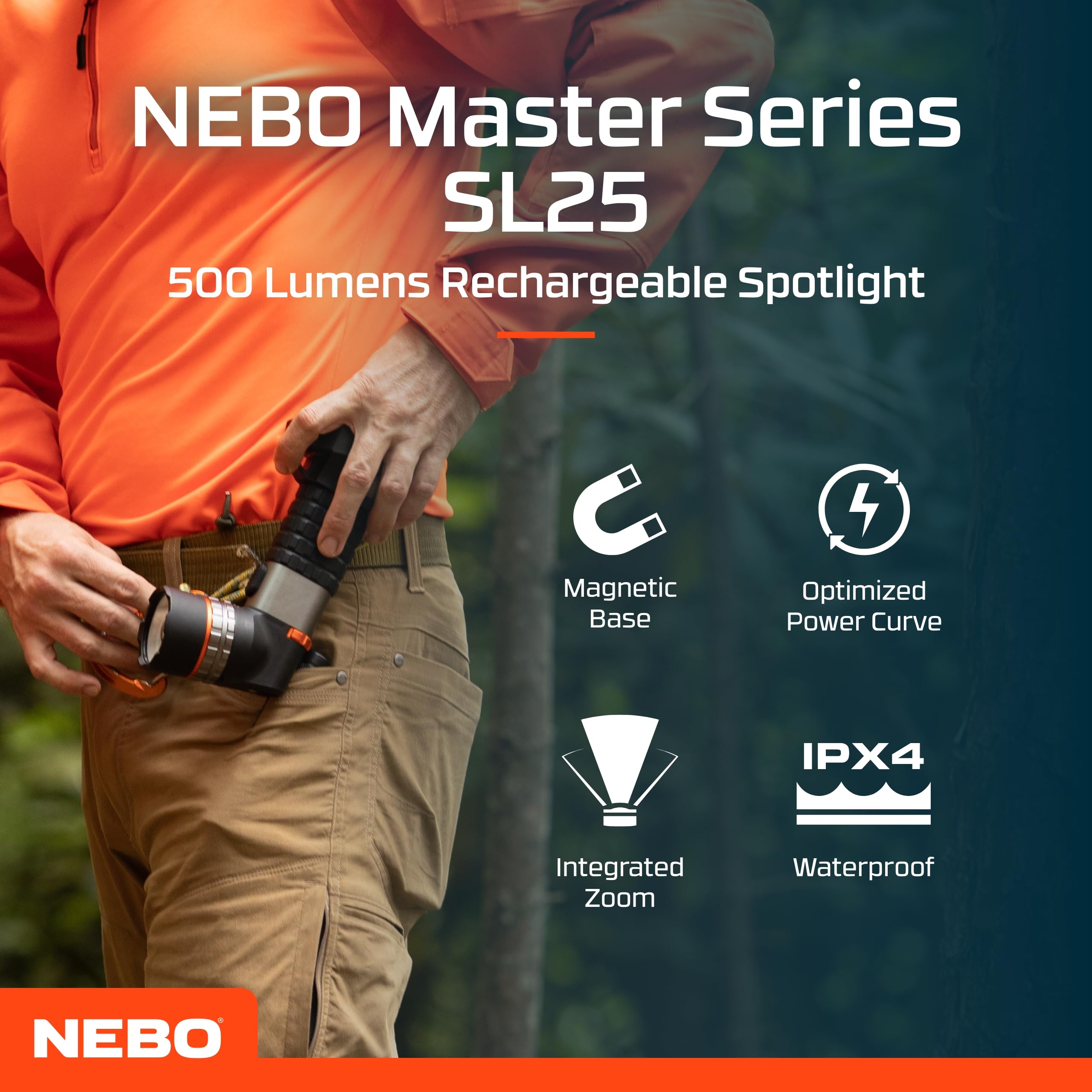 NEBO Master Series SL25 Torch with 3 Light Modes - Rechargeable & Waterproof - Camping & Hiking Accessories - Image 3