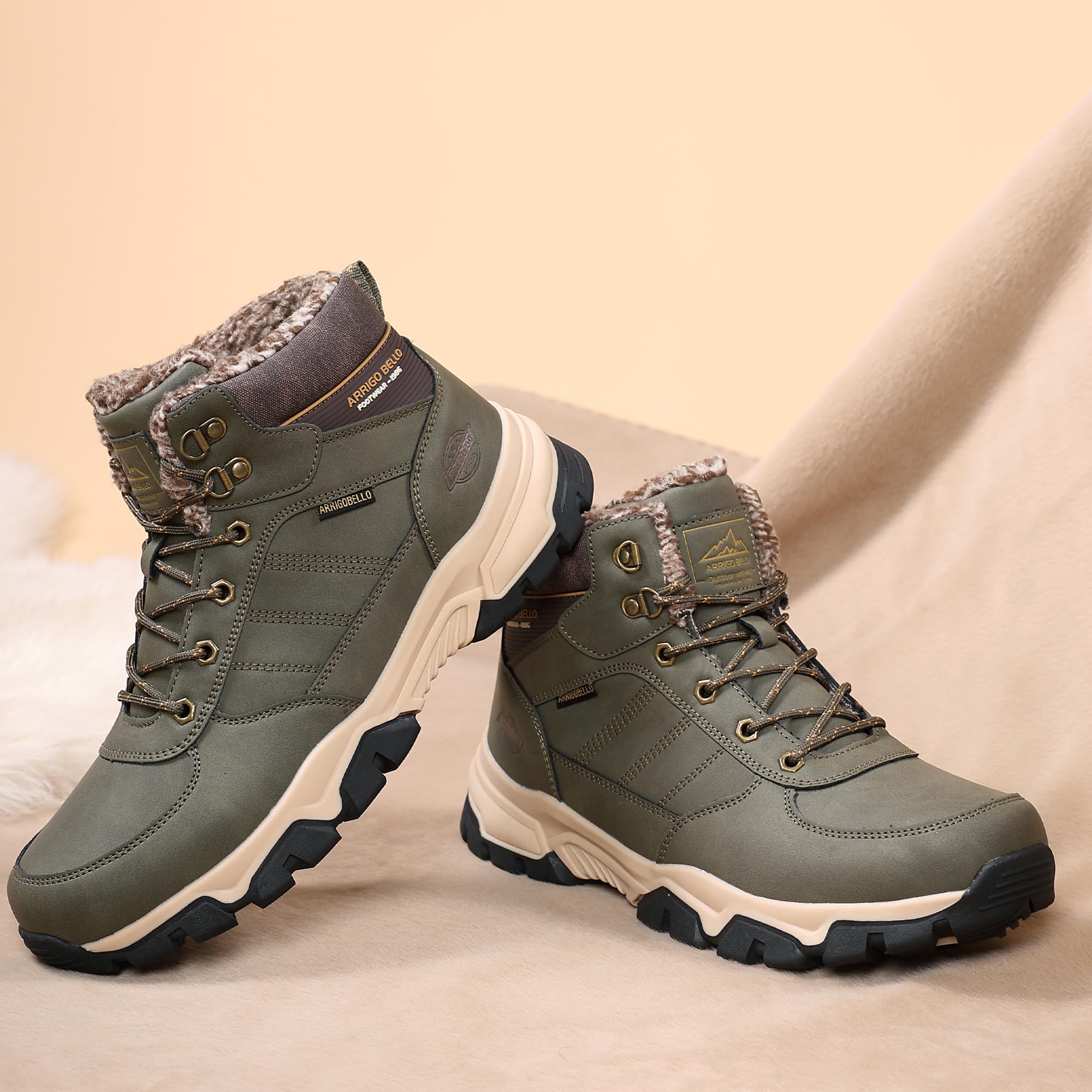 ARRIGO BELLO Botas Hombre Invierno Botines Nieve Antideslizante Piel Cálida Trekking Montaña Outdoor Zapatos Talla 41-46