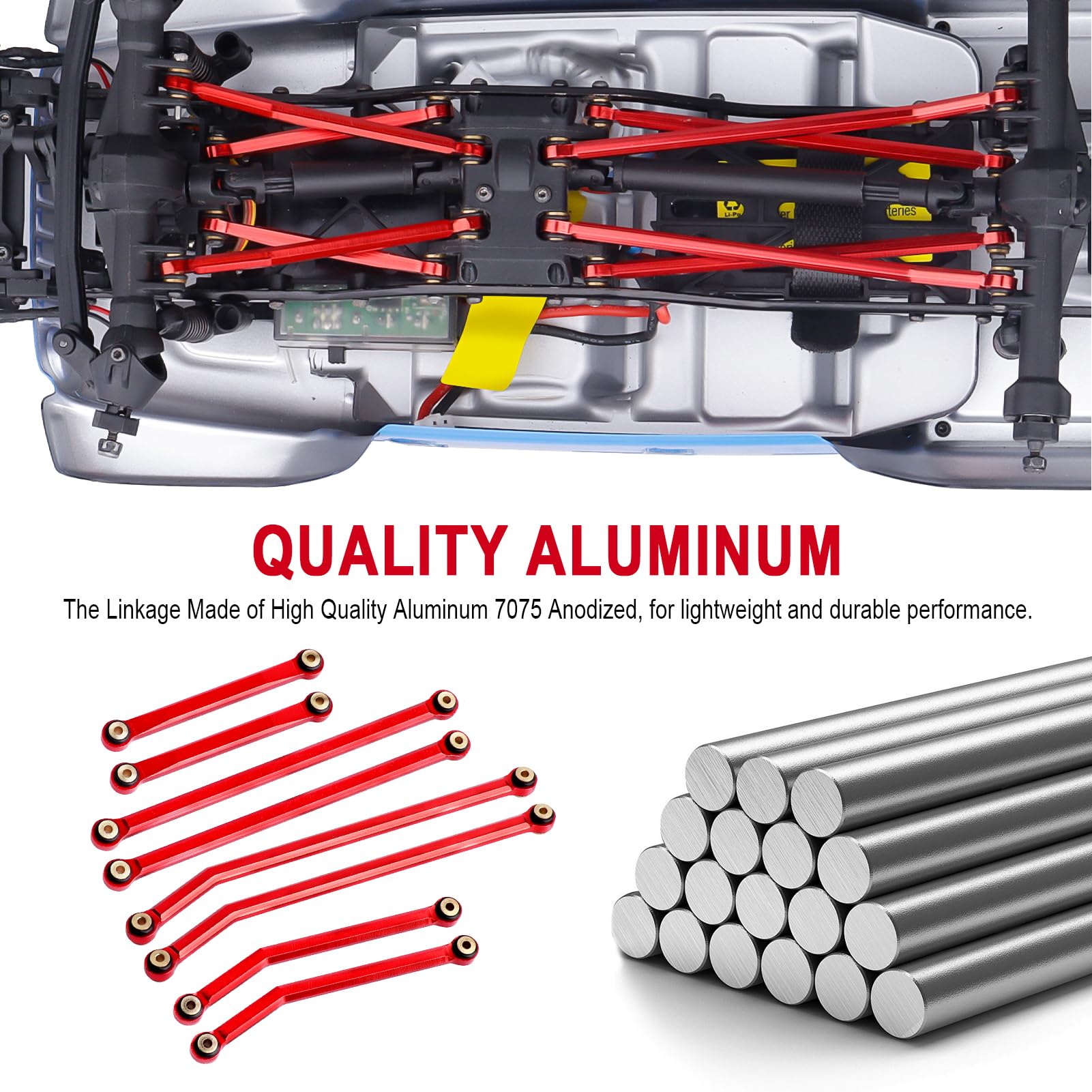AXSPEED Soporte De Enlace Superior Ajustable Para Eje Trasero 1/24 – Compatible Con Axial SCX24 C10 AXI0005/0006 – Rojo