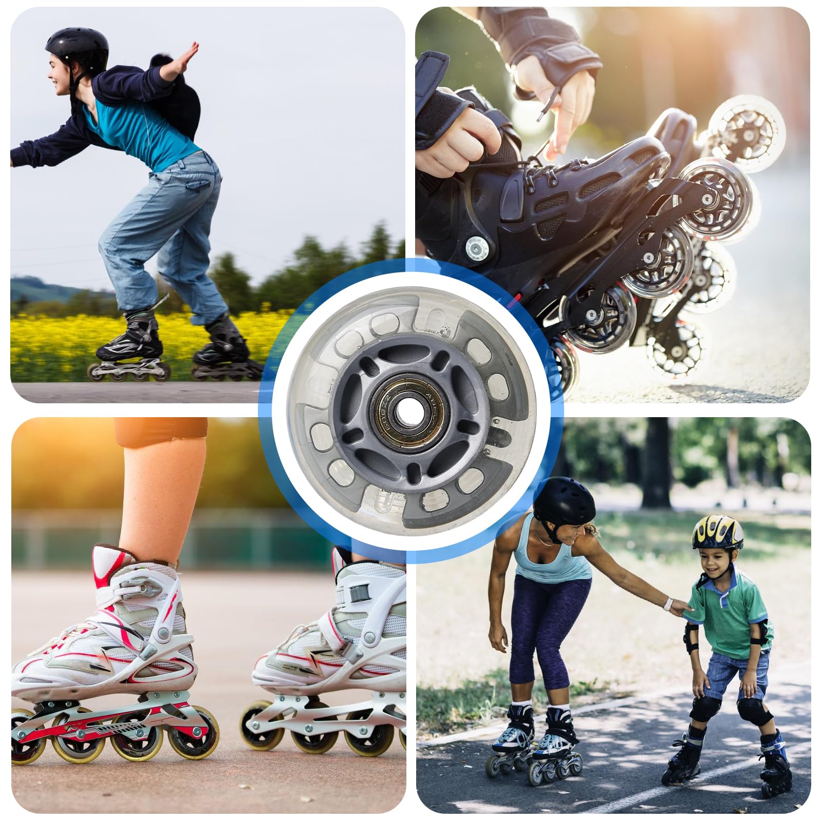8 Pezzi Rotelle Per Pattini In Linea, Ruote Per Pattini In Linea Da 72 Mm, Pattini A Rotelle In Linea, Ruote Di Ricambio Per Pattini In Linea Skateboard, Monopattini, Pattini A Rotelle(Argento)