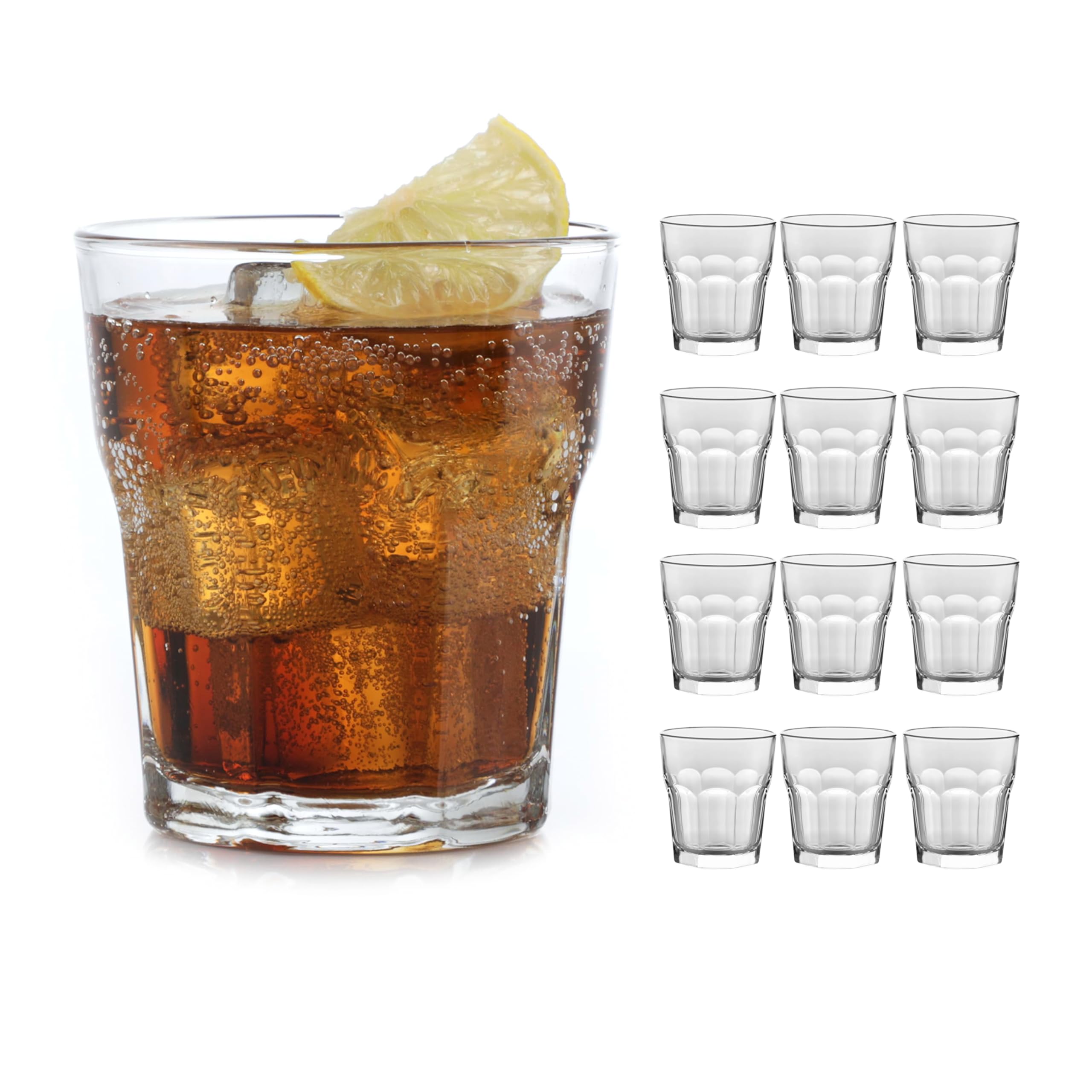 Gibraltar DuraTuff Drinking Glass Drinking Cup Set, Iconic Heavy Base Bar Glassware Thick Drinking Glasses Set of 12, 12-Ounce Double Old Fashioned Rocks Glasses