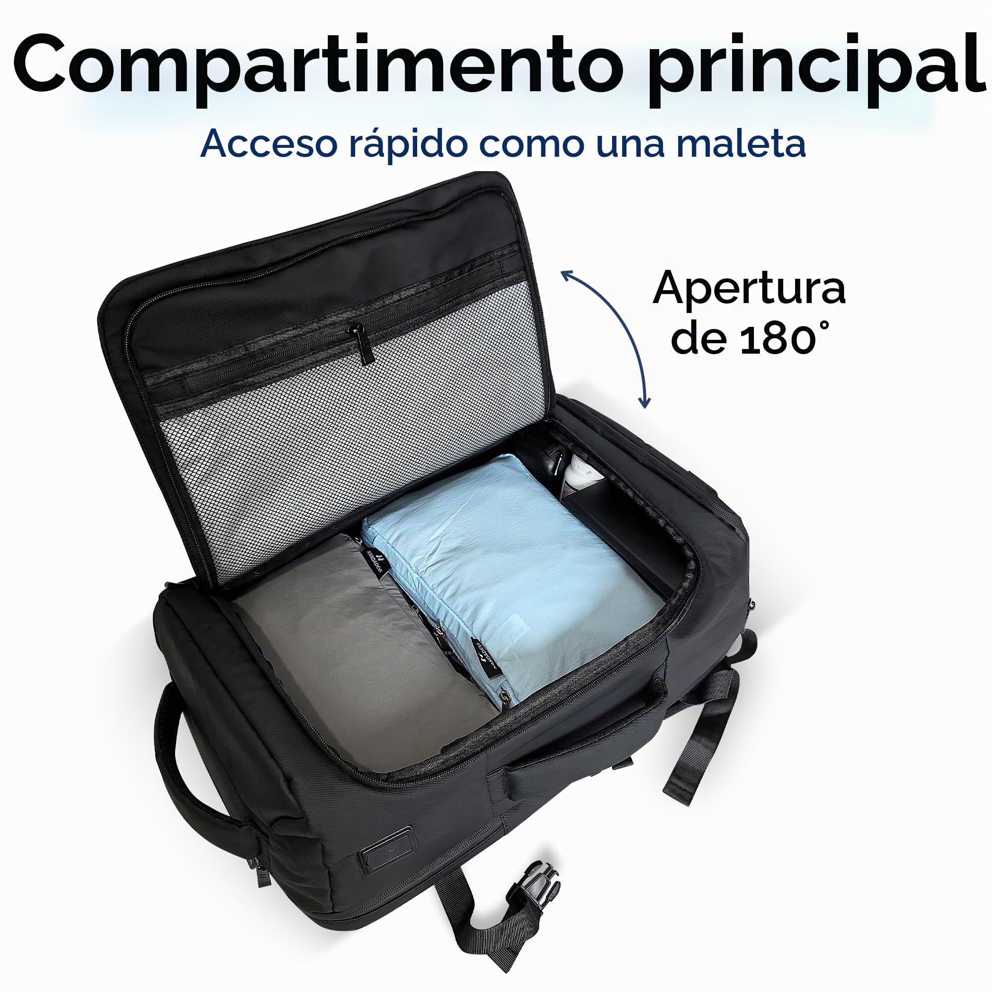 NANDADEVI Mochila para hombre, 40 l, grande, resistente al agua, con aislamiento en seco y húmedo, mochila para portátil de 17,3 pulgadas, Negro , 49 x 31 x 20 cm, 40 l