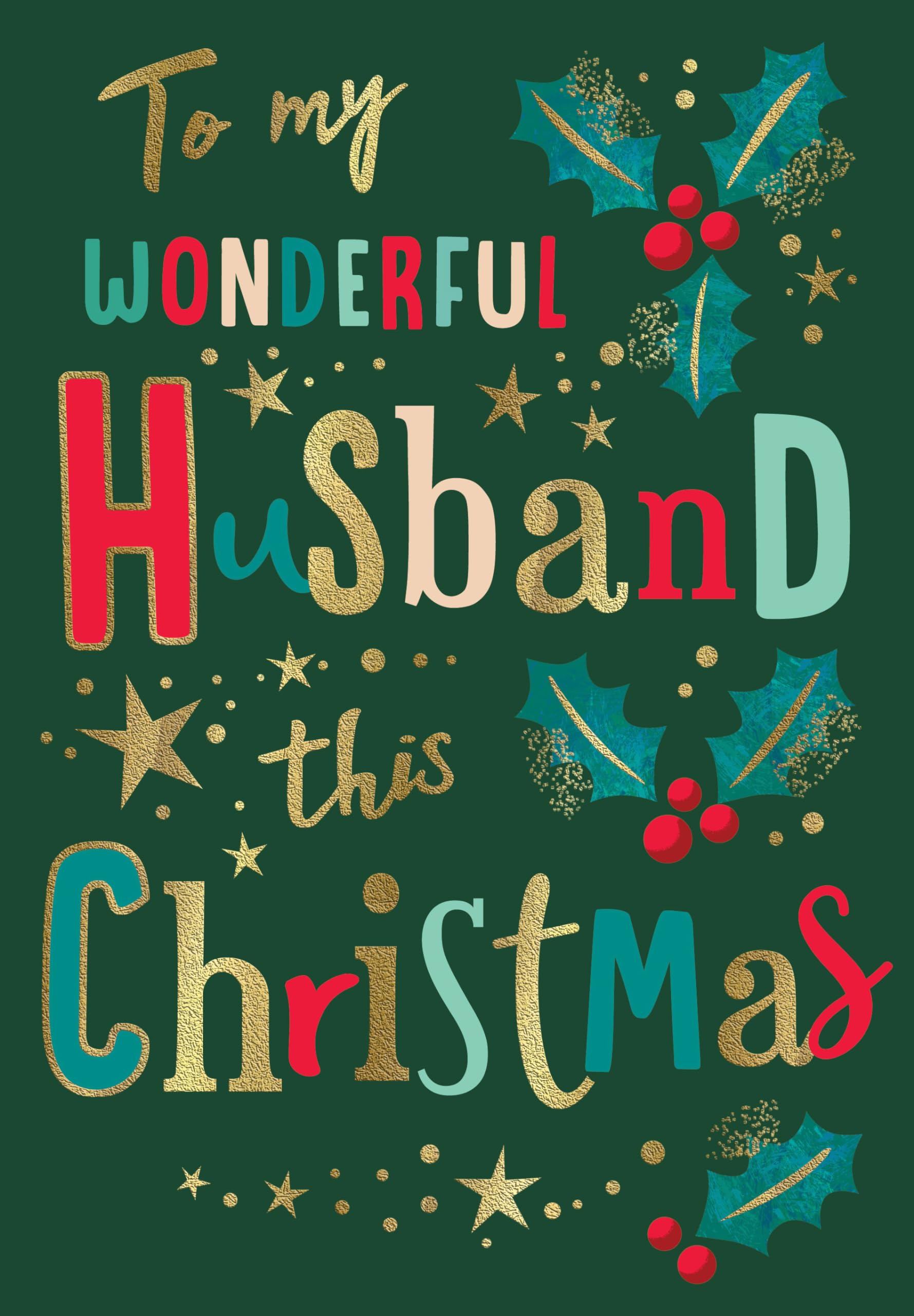 Avant Garde Studios Modern Christmas Card, Husband, olive - 9 x 6 inches - Piccadilly Greetings