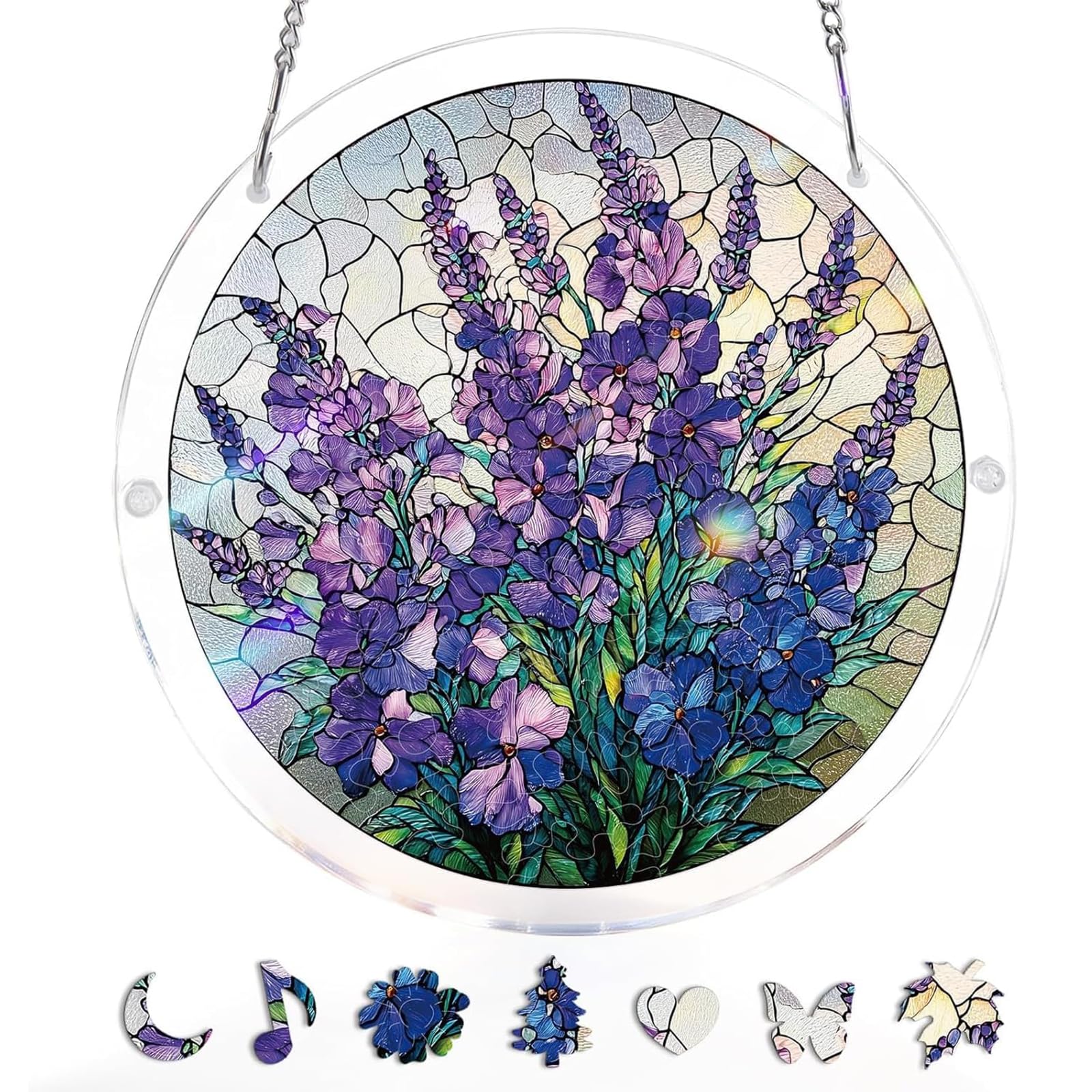 Acrylic Jigsaw Puzzle Suncatcher | 22cm Large Acrylic Puzzles Suncatchers For Windows Hanging | 83 Pieces Stained Glass Window Puzzle Sun Catcher For Adult | Aesthetic Diy Arts & Crafts For Home Decor — image 1