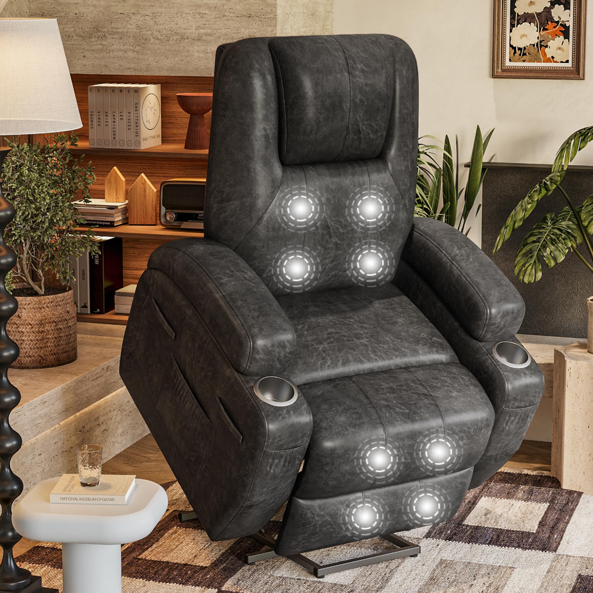 Furmax Power Lift Corduroy Recliner Dark Gray